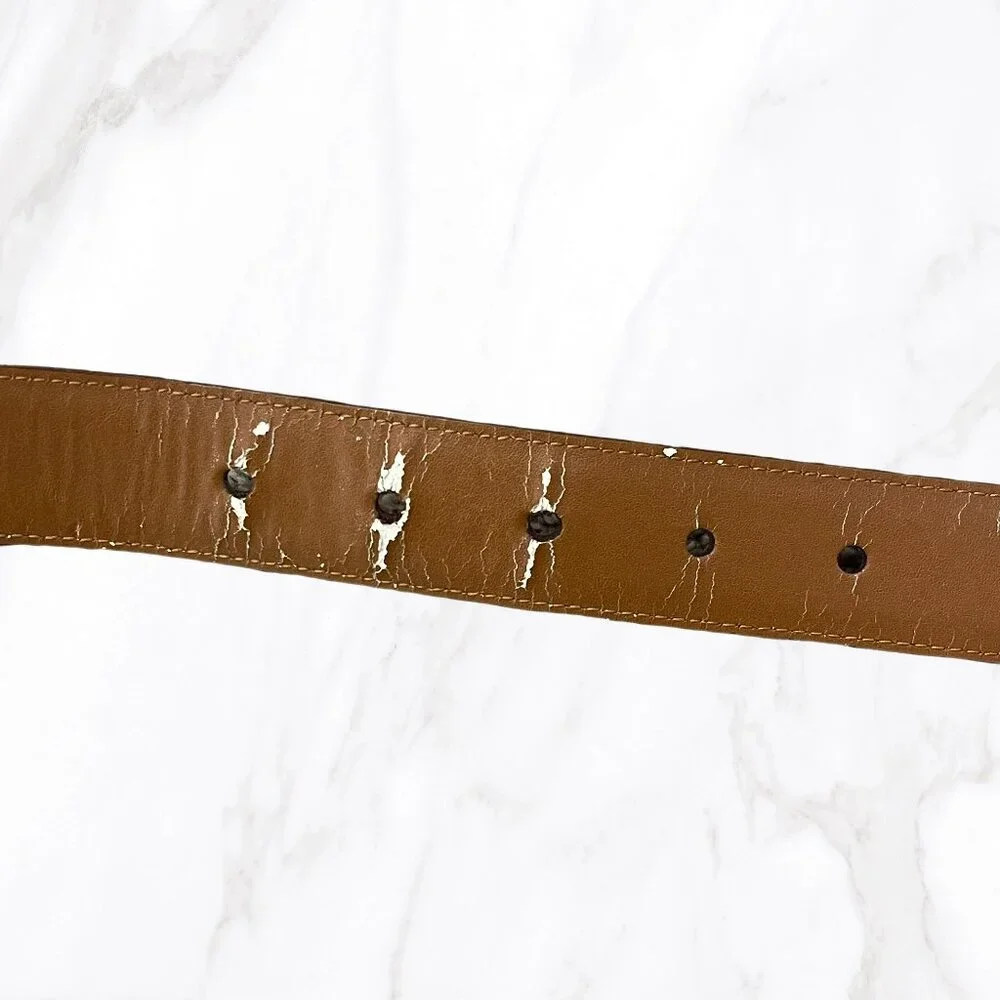 Ralph Lauren Men's Brown 100% Leather Belt Silver Buckle, Size 34‎